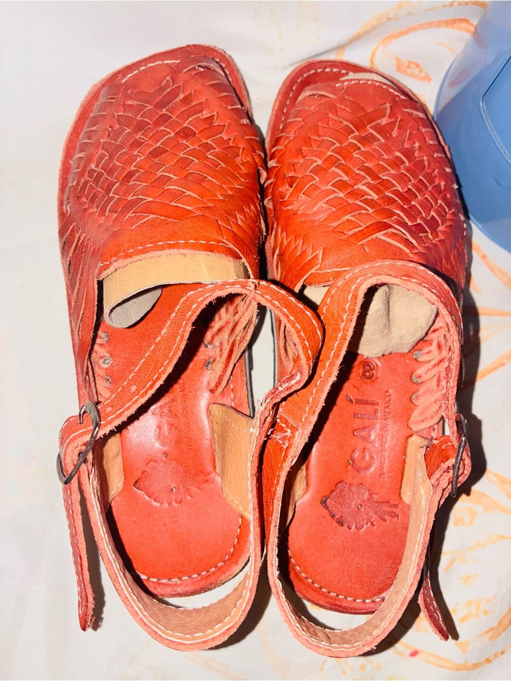 Gali-Women’s Huarache Woven Leather Open-Toe Sandals - Cognac - Picture 6 of 8